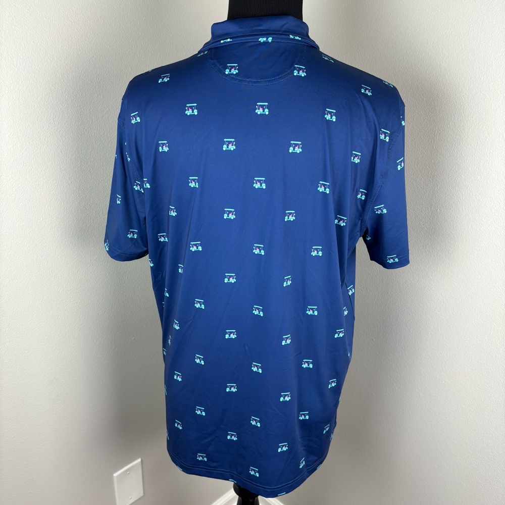 Chubbies Polo Shirt Men's Large L Golf Cart Logo All Over Print Performance Blue - Picture 5 of 6